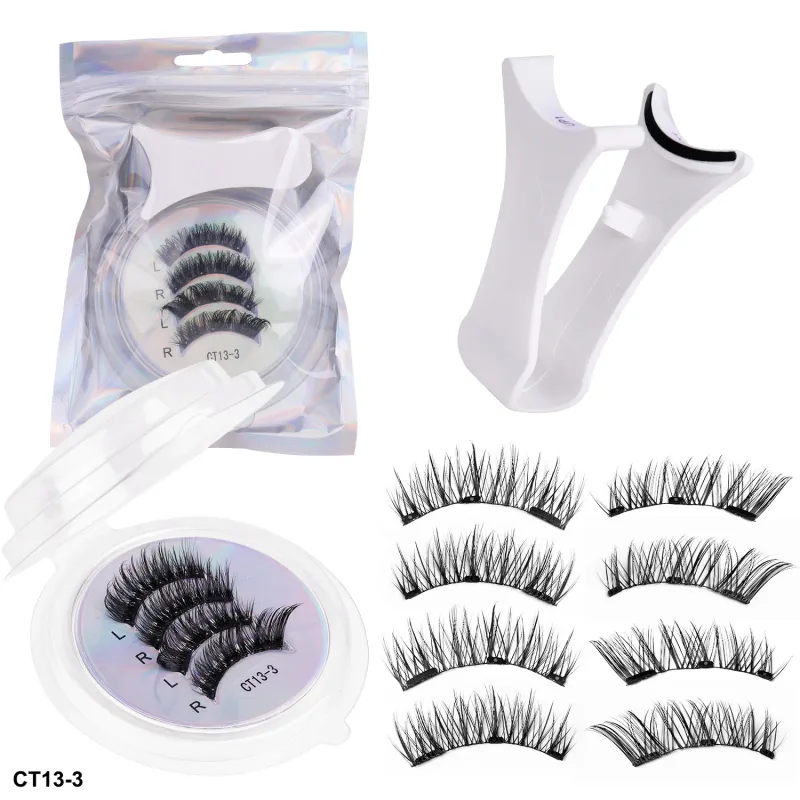 2 pares de cílios magnéticos grossos gato falso cílios maquiagem conjunto reutilizável sem cola flully e encaracolado personalizado e atacado