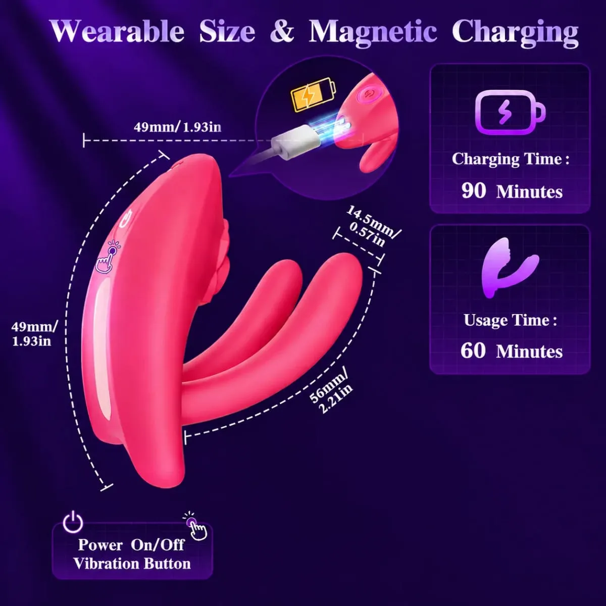Vibrador recarregável de ponto G e clitoriano para casais, 3 motores potentes, 9 modos de vibração, controle por aplicativo, brinquedo de silicone para Ultimate