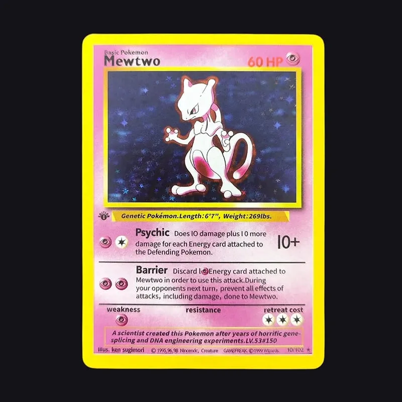 Proxy PKM Inglês JOGO 1ª EDIÇÃO Charizard Blastoise Venusaur Mewtwo Holo TCG Game Collection Card