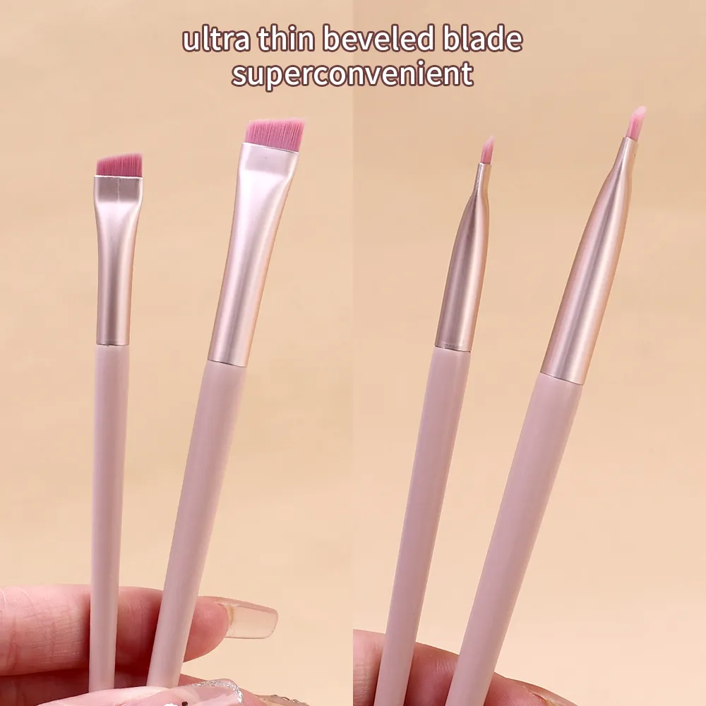 Pincel de delineador plano angular, 5 peças, cerdas macias sob os olhos, sobrancelha, atualização, pincel de maquiagem ultrafino, ferramentas de detalhes precisos