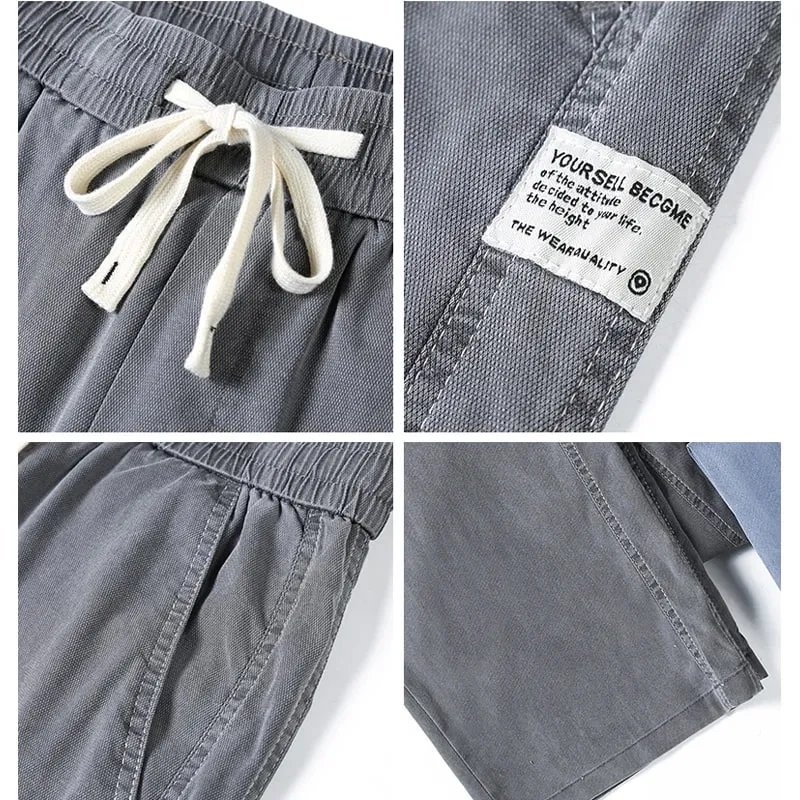 Verão masculino macio lyocell tecido jeans fino solto calças jeans retas cordão cintura elástica calças casuais plus size M-5XL