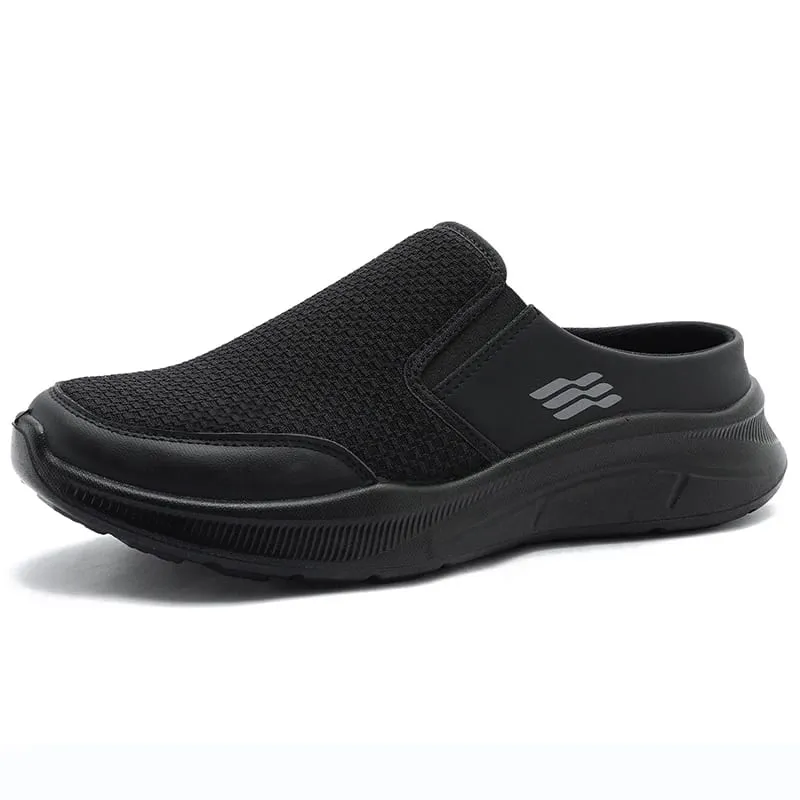 Pull-on Dual Wear Grade Respirável Malha Caminhada Mules Integrado Elástico Lateral Gore Painel Costela Segmentado Calçado Branco Completo