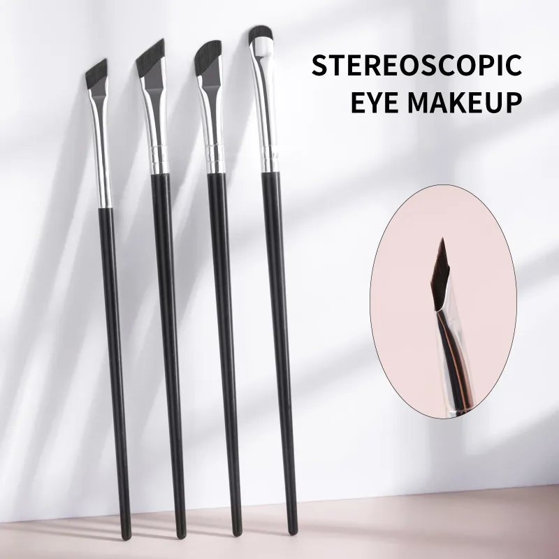 Conjunto de pincéis de sobrancelha angular ultra fino, 4 unidades, pincel de sobrancelha fino e preciso para pó de sobrancelha, delineador de gel, ferramentas de maquiagem para os olhos