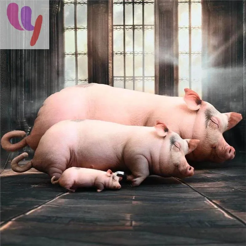 Venda quente realista dormir porco brinquedo de pelúcia boneca macio macio animal travesseiro decoração presente para casa quarto