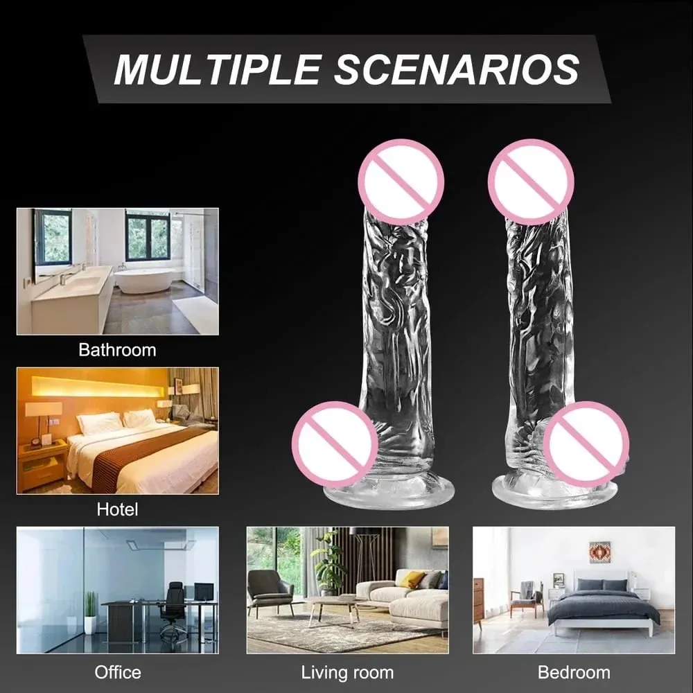 Transparente macio geléia vibrador realista falso pênis otário butt plug brinquedos sexuais para mulher homem vagina anal brinquedos sexuais