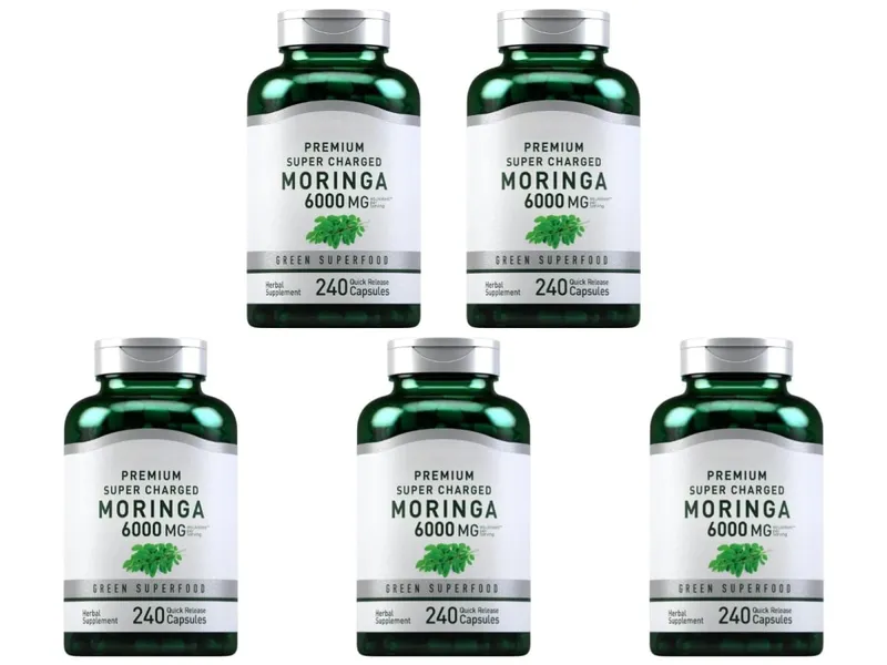 Suplemento de Moringa Oleifera 6000mg Extrato de Folha Concentrado Suporta Saúde e Bem-Estar Geral Não OGM 240 Cápsulas para Adultos