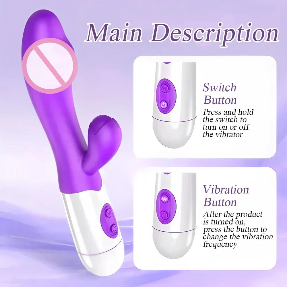 Vibrador de coelho de silicone, ponto G, vibrador duplo, massageador de clitóris, brinquedo sexual de 10 velocidades para mulheres