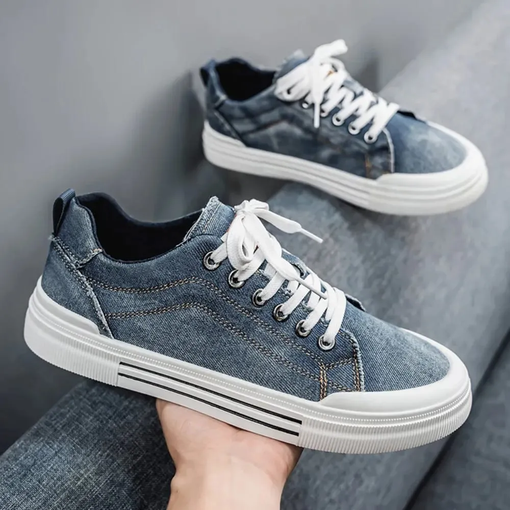 Kasut Kanvas Bernafas Lelaki Sneakers Bertapak lembut Kasut Papan Kasual Rendah Atas Bawah Rata Kasut Lelaki Bergaya Fesyen Zapatillas