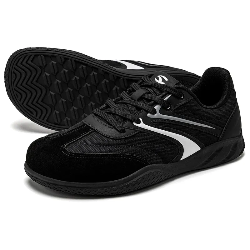 Sapatos descalços de largura larga unissex couro artificial tênis minimalistas rendas retro sapatos de caminhada para mulher
