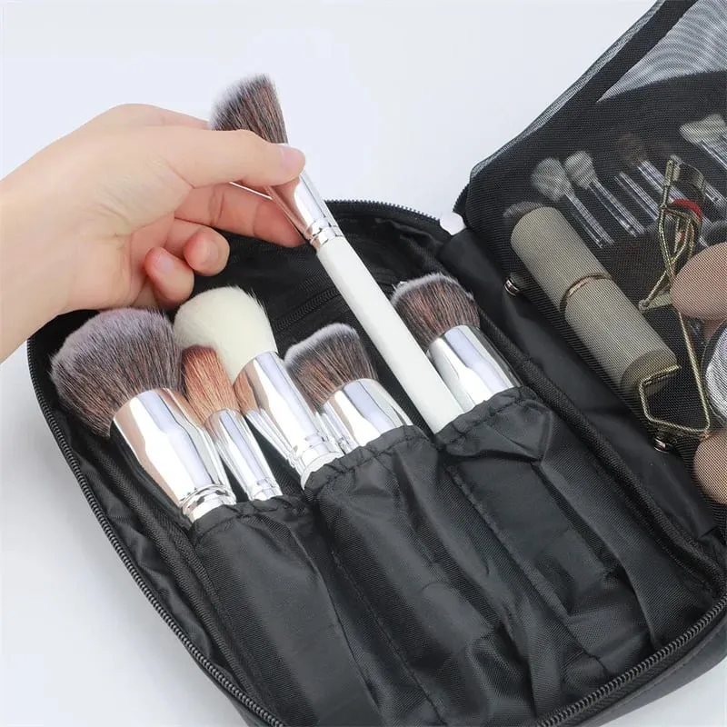 Saco de armazenamento de escova de maquiagem cosméticos ferramentas de maquiagem bolsa de grande capacidade sacos de armazenamento de pincéis de maquiagem ferramentas comestic bolsa com zíper
