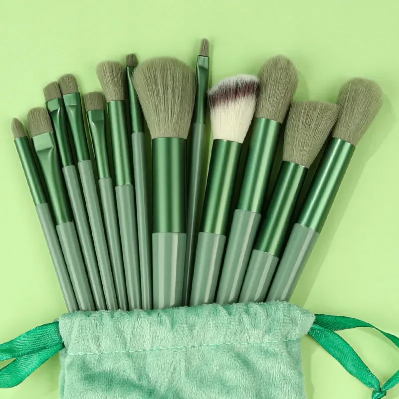 Profissional 13 pçs pincéis de maquiagem conjunto 2 pó puff esponja para cosméticos fundação blush sombra mistura escova ferramentas beleza