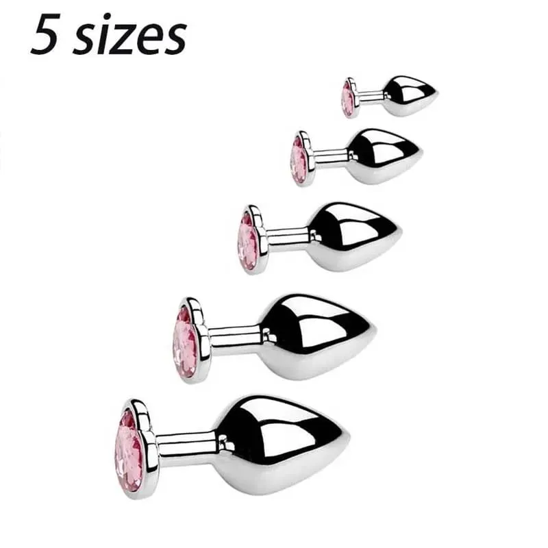 5 tamanhos de aço inoxidável cristal coração anal plug removível butt plug estimulador próstata massageador anal brinquedos sexuais vibradores