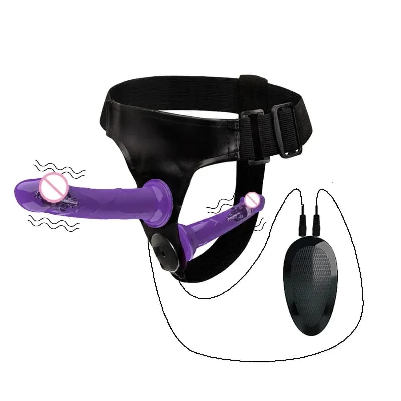 Couples Harness Strap-on with 2 Vibrations Realistic Dildos for Anal G-spot Stimulation Prostate Massager Adult Sex Toy for Wom