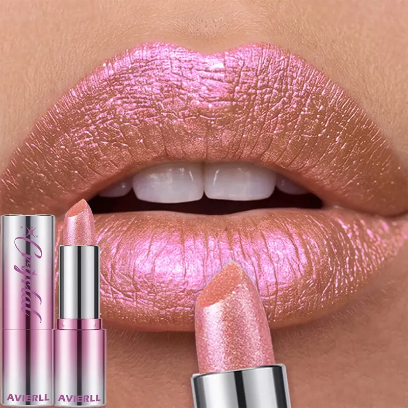 6 Color Polarised Shimmer Lipstick Metallic Pearlescent Pink Glitter Lipstick Waterproof Lasting Lip Tint Women Cosmetics Makeup — image 1