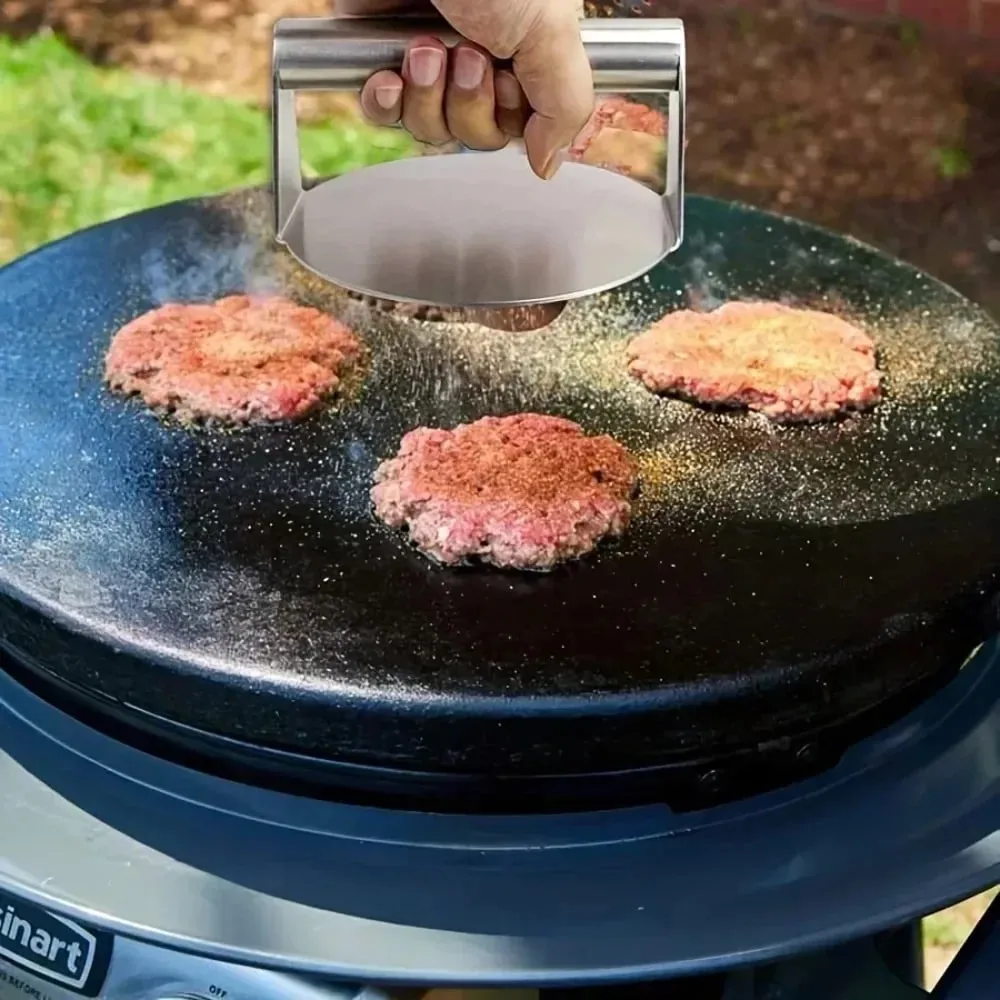 Nova prensa de hambúrguer Smash em aço inoxidável | Fabricante de patty resistente e molde smasher para cozinha de grelhar churrasco (antiaderente) — image 3