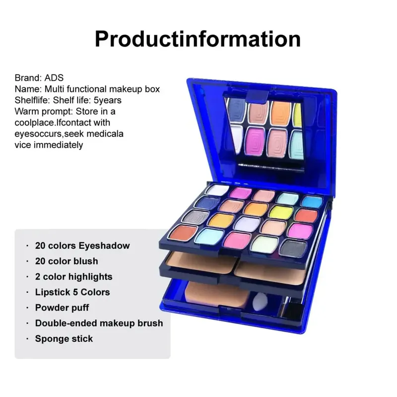 30-color multifunctional makeup palette eyeshadow + blush + powder + lip gloss comes with a powder puff eyeshadow brush cont