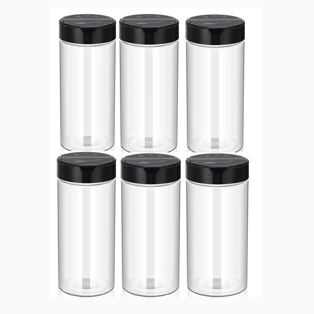 Latas de especias transparentes de plástico de 400ml con contenedores de condimentos con tapa agitadora para cocina y barbacoa