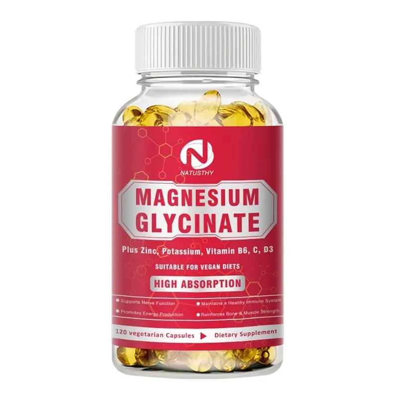Magnesium Glycinate Capsules with Zinc Potassium for Muscle Heart Bone Immune System Health
