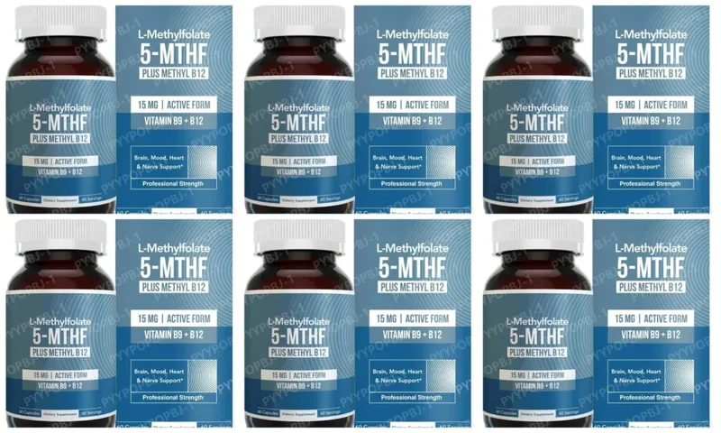 L Metilfolato 5 MTHF 15mg Mais Metil B12 Vitamina B9 Forma Ativa Suplemento Nutricional 60 Cápsulas