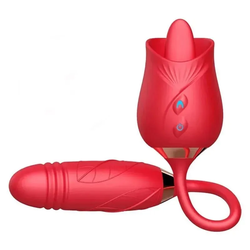 伸縮式吸盤震動器女玫瑰吸盤陰蒂刺激器假陽具舔陰道肛門按摩器性玩具情侶