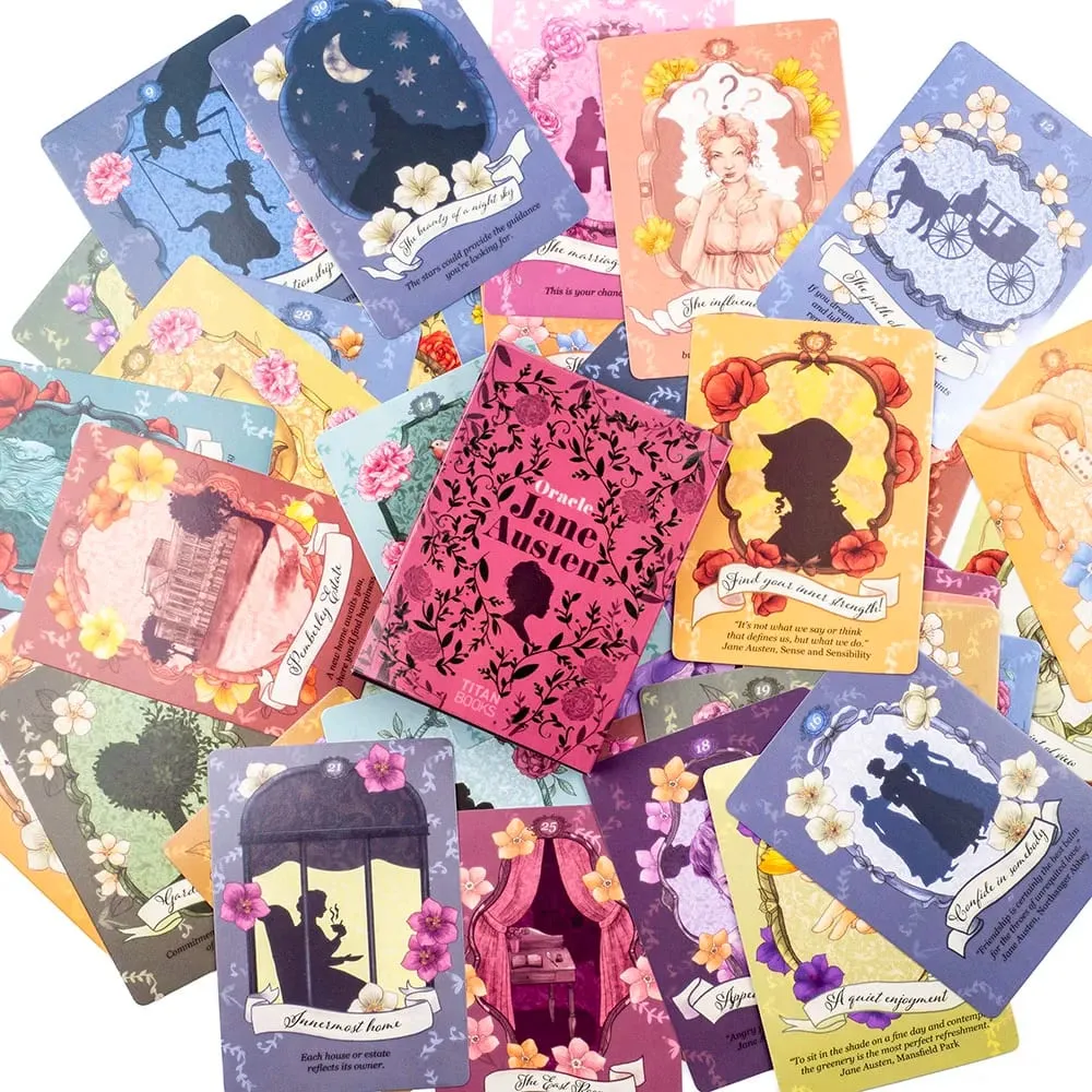 Jane Austen Oracle Deck 40 cartas Conjunto de adivinhação literária estilo regência cartas de tarô ilustração 10,3 * 7,3 cm