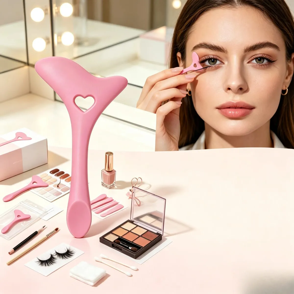 Ferramenta assistente de maquiagem de olhos mais vendida para desenhar sobrancelhas, delineador e cílios inferiores - dispositivo assistente de silicone