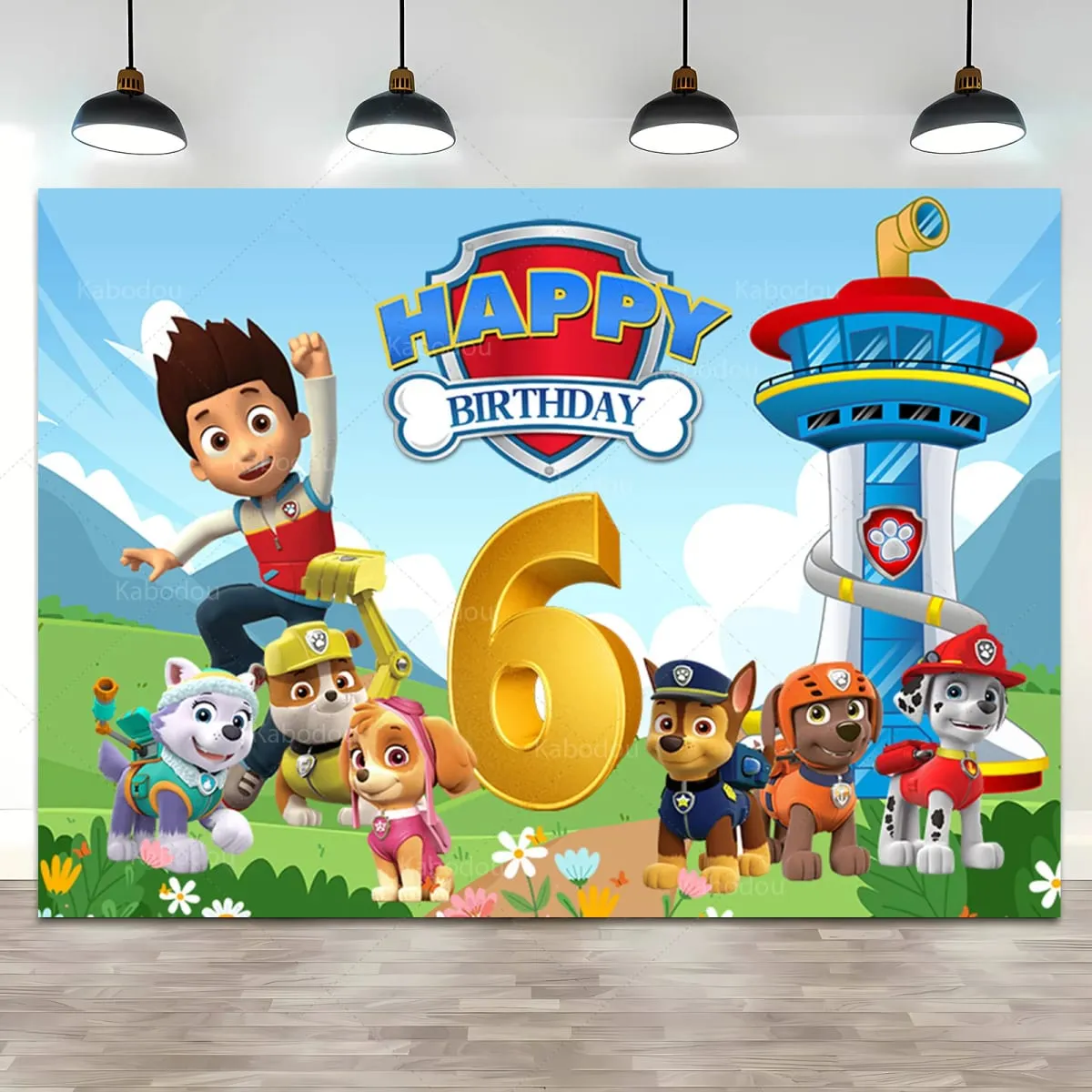Pano de fundo personalizado para crianças, nome da idade, patrulha pata, menino, 1º, 2º, 3º aniversário, decoração de fundo, faixa de cachorro, pôster, estúdio de fotos