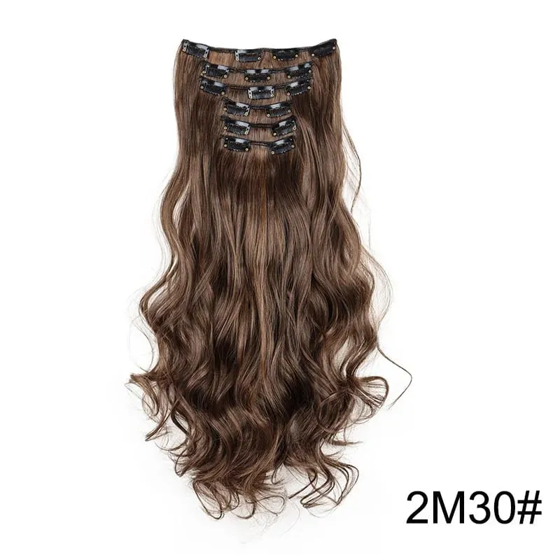 22 Polegada sintético 6 pçs/set longo encaracolado extensão do cabelo grosso macio peruca para cobertura de linha fina curta para uso diário feminino