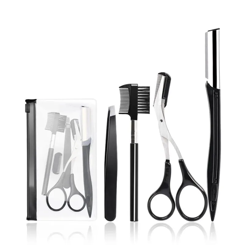 2023 New Eyebrow Trimmer Set Scissors Tweezers Eyebrow Razor Scraping Eyebrow Comb Razor Eyebrow Clip Makeup Tools Sets