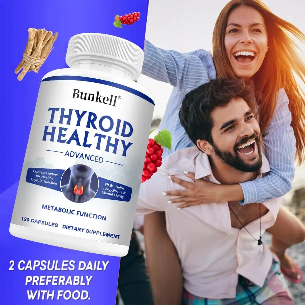 Cápsulas complexas de suporte à tireóide - com iodo, selênio, zinco, L-tirosina e Ashwagandha - metabolismo energético e suporte cognitivo