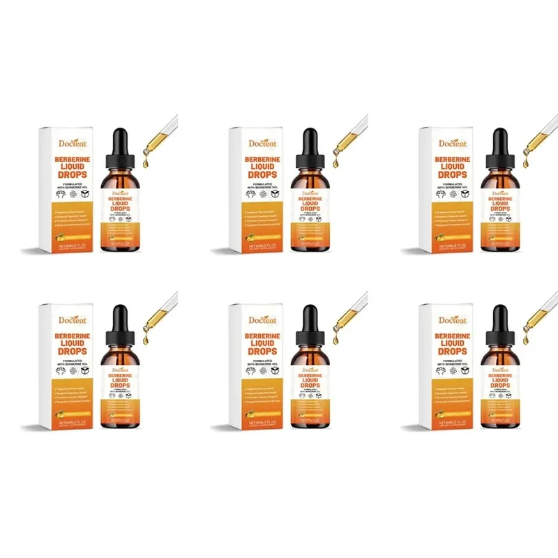 Docteat Berberine HCl Liquid Drops Supports Digestive Health with Ceylon Cinnamon and Green Coffee Bean Pineapple Flavor 60 Ml
