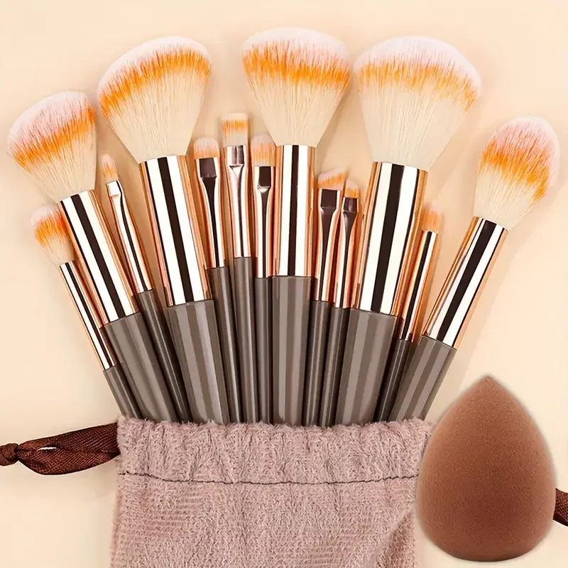 Conjunto de pincéis de maquiagem profissional, 13 peças, base, sombra, blush, pó, mistura macia, fofo, cosméticos, conjunto completo de ferramentas de maquiagem feminina