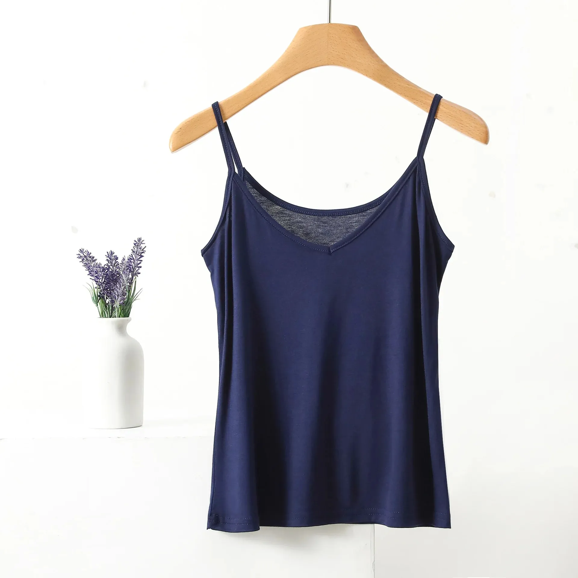 Top de alça espaguete feminino halter com decote em v básico cami sem mangas regata feminina verão cor sólida