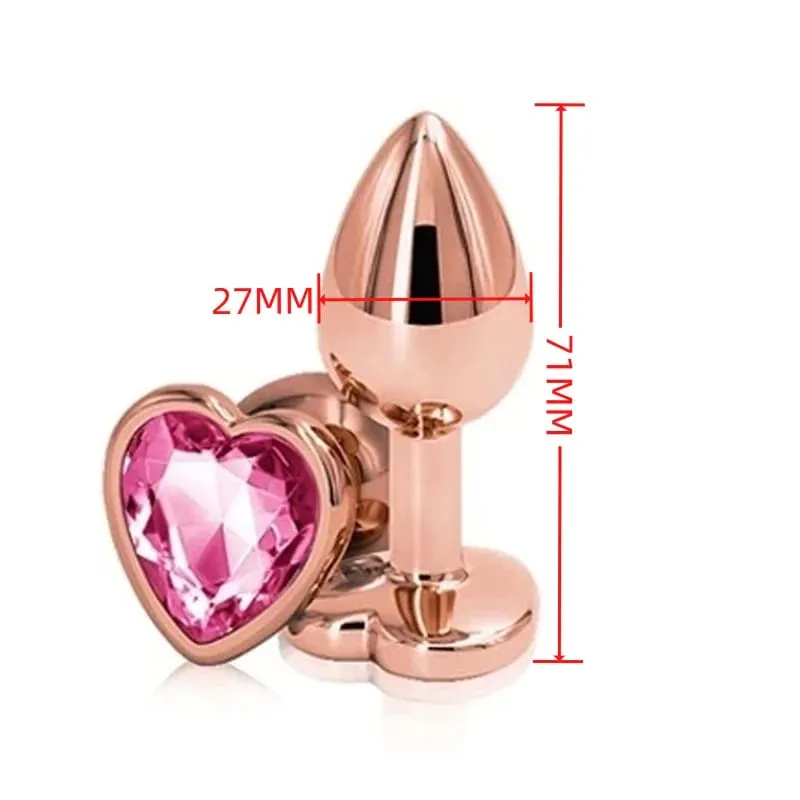 Small Size Metal Anal Beads Butt Plug Mini Rainbow Rose gold Butt Plug Crystal Jewelry Trainer Anal Dildo Masturbation Sex Toy