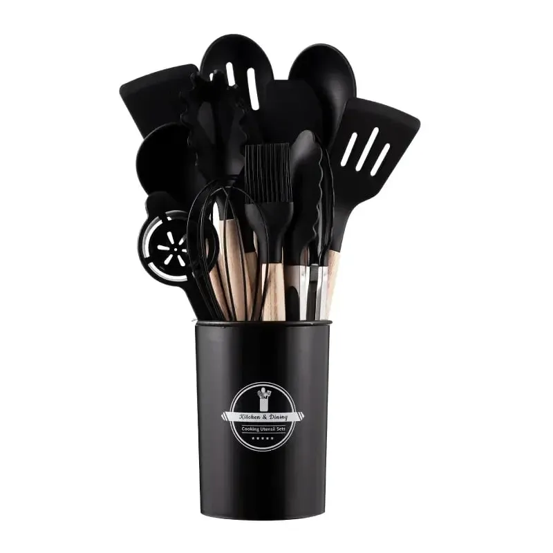 Conjunto de utensílios de silicone 14 unidades com suporte de plástico — image 4