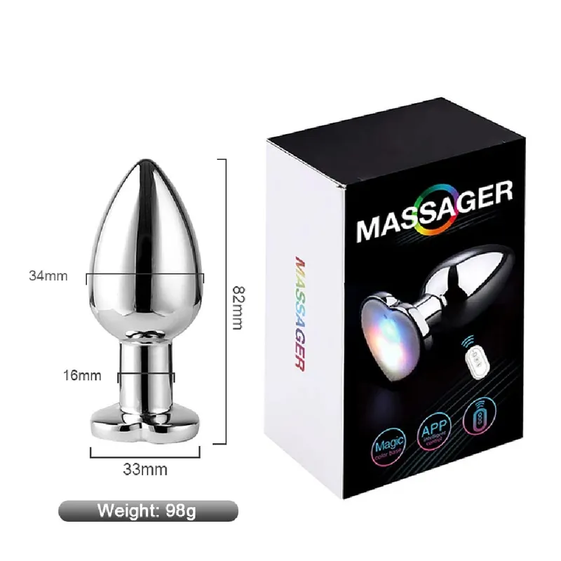 Plugue anal vibratório brilhante, luz rgb, controle por aplicativo, vibrador anal, metal brilhante, plug anal, bluetooth, vibração, brinquedos sexuais adultos