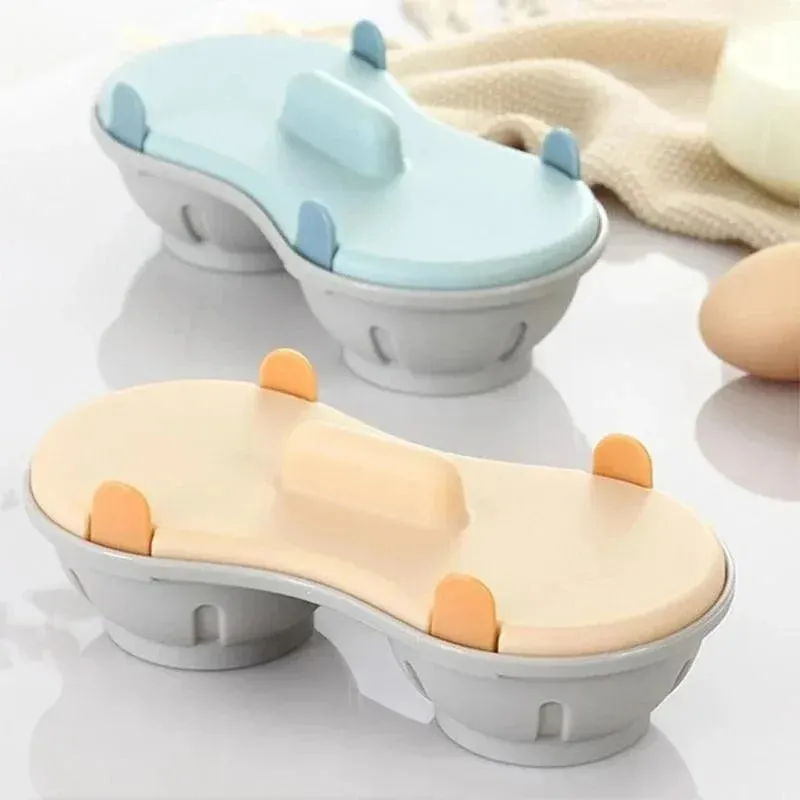 Escalfador de ovos de micro-ondas eficiente, escalfador de ovos duplo, cozinhar ovos escalfados com cesta de drenagem removível, calor para cozinha
