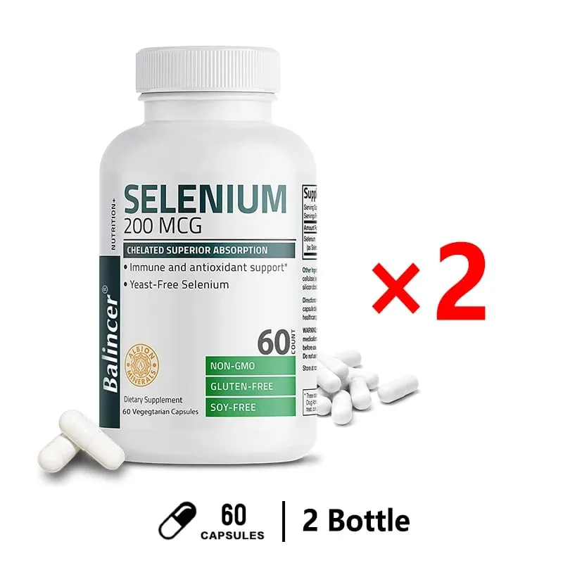 Suplemento antioxidante mineral Balincer 200mcg com selênio - apoia a saúde geral imunológica - não OGM, fácil de absorver