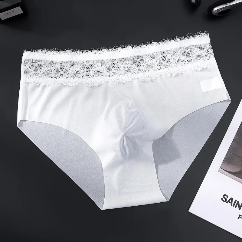 Pantalon Triangle en soie glacée pour hommes, sous-vêtements fins et respirants sans trace, taille basse, doux, sans couture, confortables