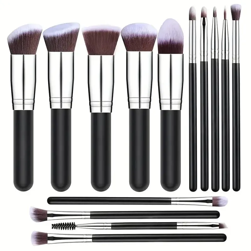 14-16 pçs conjunto de pincéis de maquiagem profissional kit de maquiagem premium base de cabelo sintético sombras de energia mistura ferramentas de beleza