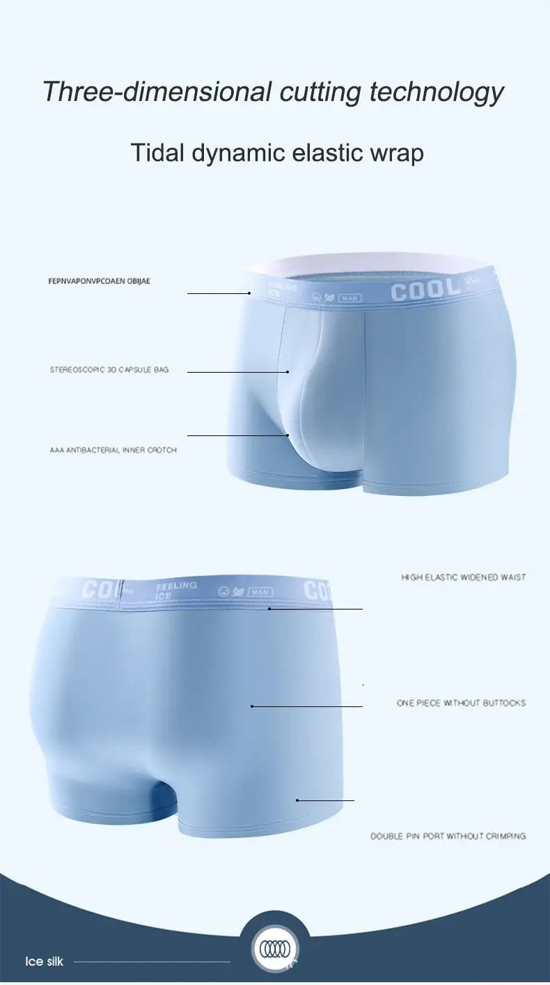 Boxers Ice Silk Man Underwear Graphene Men Underpants Breathable Comfortable Men's Panties Ultrathin Shorts Trunk Plus Size 6XL