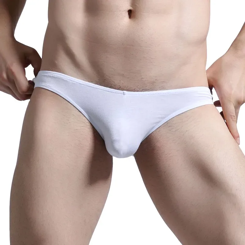 Roupa íntima masculina, cuecas triangulares pequenas masculinas, cuecas finas em u-convexas elásticas sexy de cintura baixa justas com borda estreita