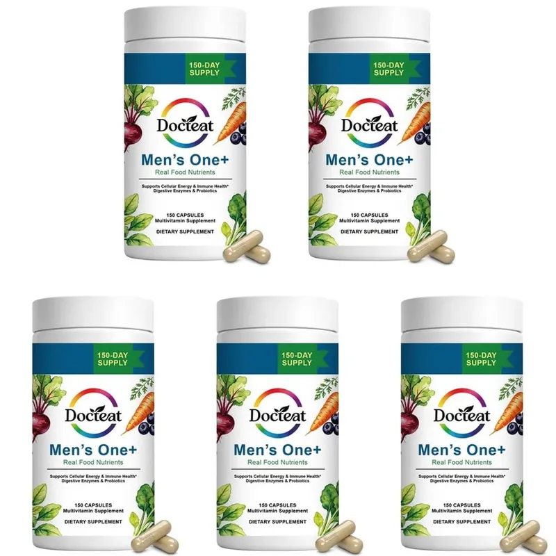 Docteat Men's One+ Real Food Nutrients Capsules with Vitamins & Minerals for Energy Immune & Digestive Support Men 150 Capsules — image 11