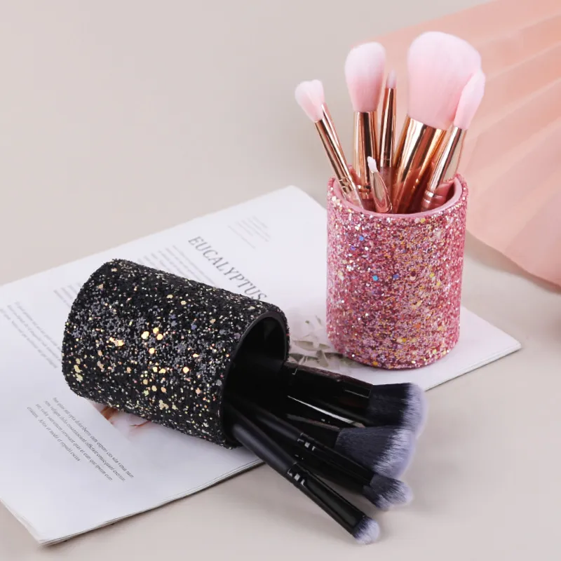 Makeup Brush Holder Organizer Crystal Vanity Decor Bling Personalized Comb Brushes Pen Storage Box Container