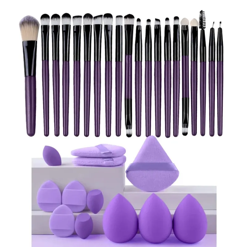 Conjunto de pincéis de maquiagem macio, 20 peças, base cosmética, pó, sombra, kabuki, pincel de maquiagem, ferramenta de beleza, esponja de maquiagem