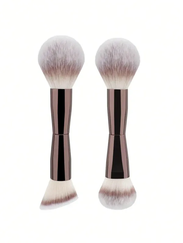 Conjunto de pincéis de maquiagem facial 1/2, pincéis de maquiagem de ponta dupla para base, contorno, pó, blush, iluminador e corretivo