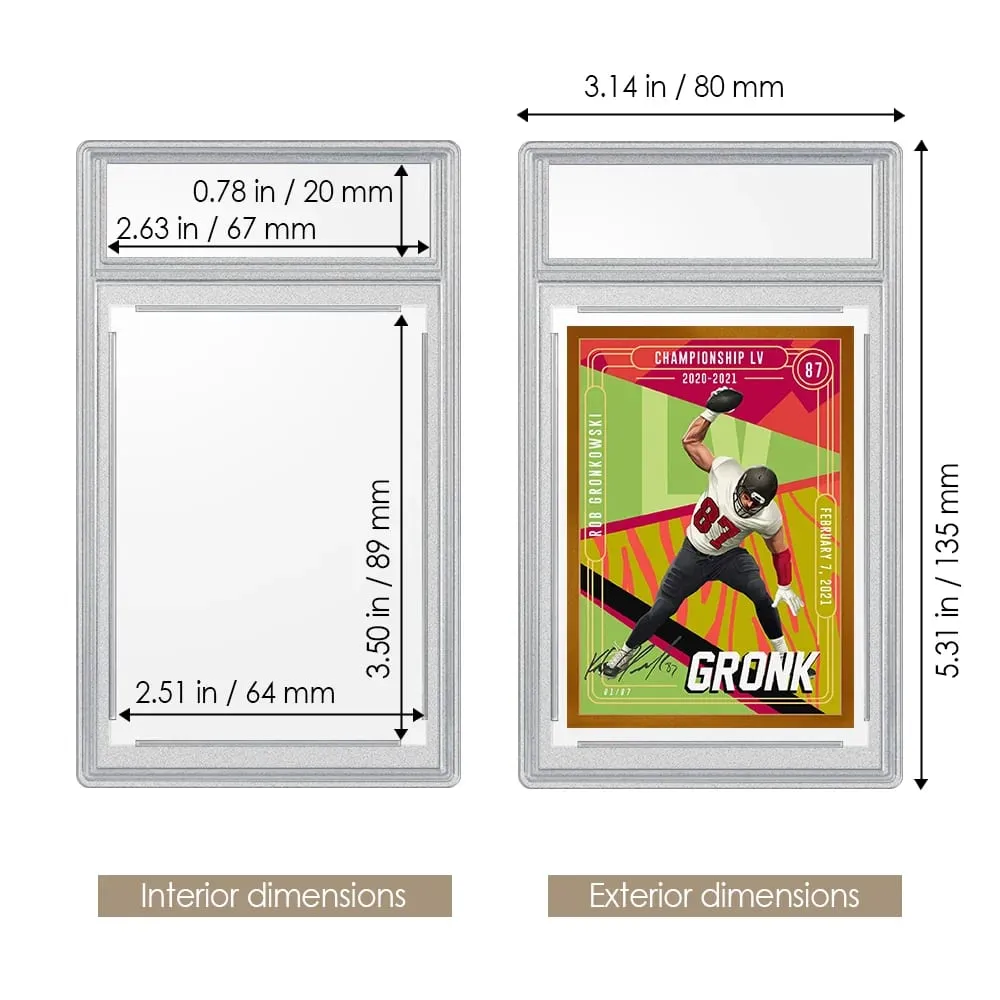 (Pack of 5) Recessed Design Frosted Frame Type Storage Anti-UV Card Brick for Collector-Grade Protection for Card Slabs