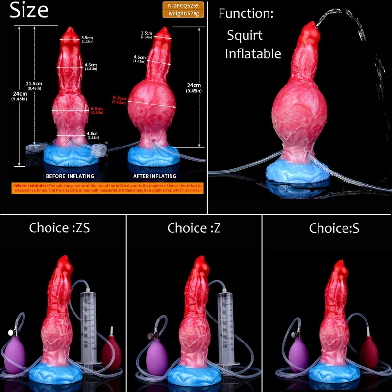 Silicone Inflatable Ejaculation Knot Dildo Adjustable Girth Squirting Fantasy Horse Penis Adult Sex Toys Anal Dilator