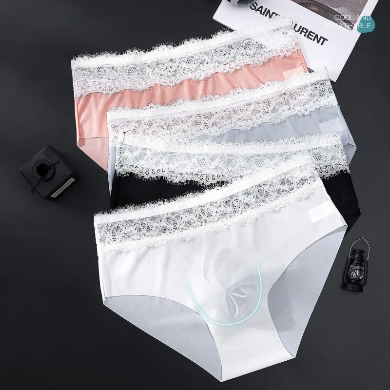 Pantalon Triangle en soie glacée pour hommes, sous-vêtements fins et respirants sans trace, taille basse, doux, sans couture, confortables