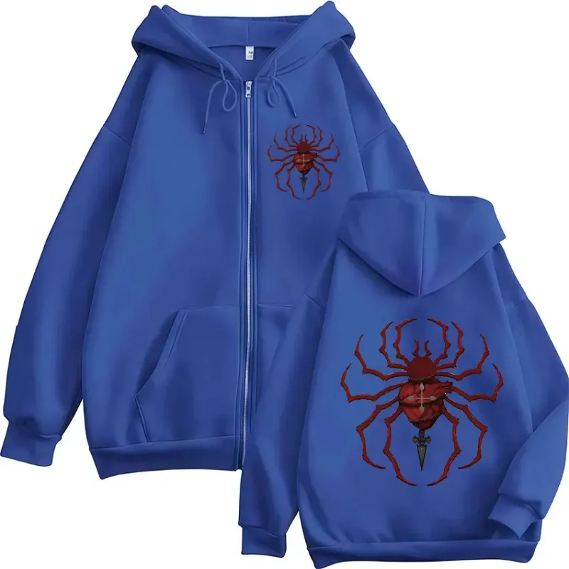 Anime Hunter X Hunter Phantom Troupe Spider Logo Mikiny na zip Pánské mikiny s kapucí na zip Dlouhé rukávy Pulovry Bundy